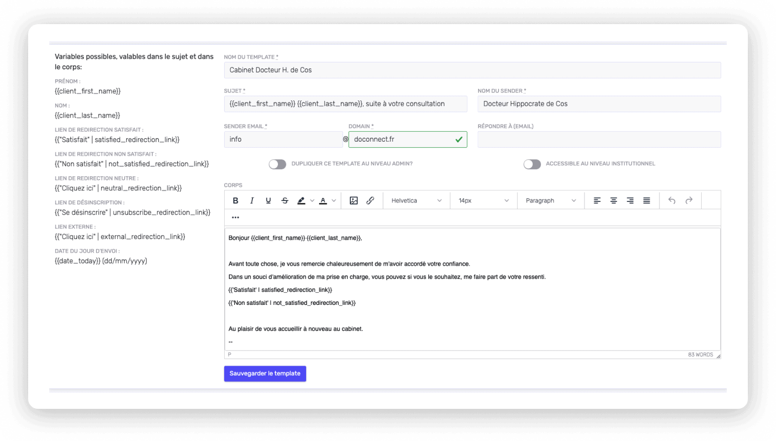 reponse automatique personnalisee clients application web doconnect